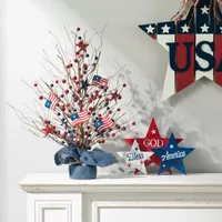 Glitzhome "20""H Patriotic Berry Tree" Tabletop Decor