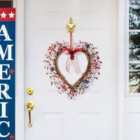 Glitzhome 17"H Patriotic Berry Heart Wreath