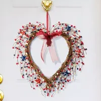 Glitzhome 17"H Patriotic Berry Heart Wreath