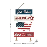 Glitzhome 20.75"H Patriotic Word Sign Door Hanger Swag