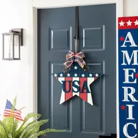 Glitzhome 19.25"L Patriotic Star Door Hanger Swag