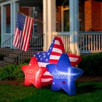 Glitzhome 6Ft Lighted Patriotic Inflatable Stars