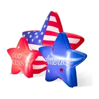 Glitzhome 6Ft Lighted Patriotic Inflatable Stars