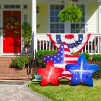 Glitzhome 6Ft Lighted Patriotic Inflatable Stars