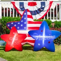 Glitzhome 6Ft Lighted Patriotic Inflatable Stars