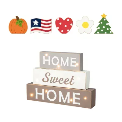 Glitzhome 12.75"H Lighted Changeable Word Sign Christmas Tabletop Decor