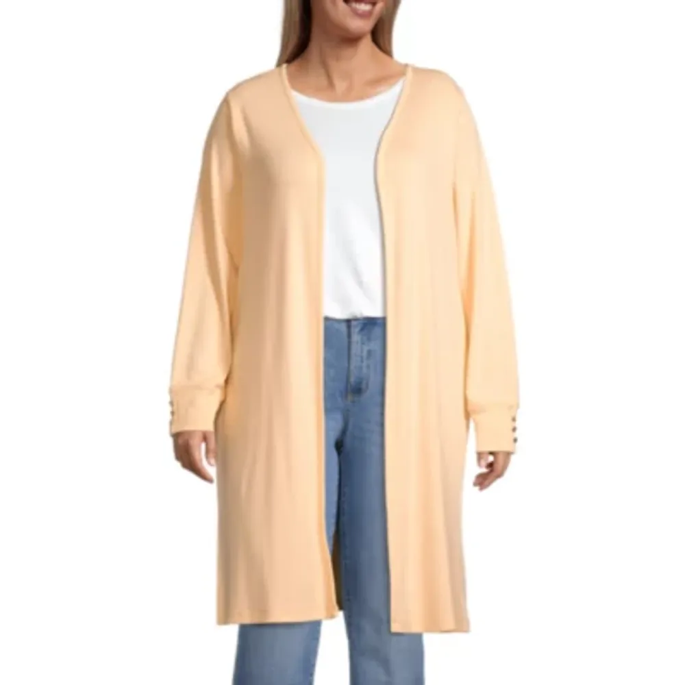 Liz Claiborne Plus Womens Long Sleeve Open Front Cardigan | Plaza Las  Americas