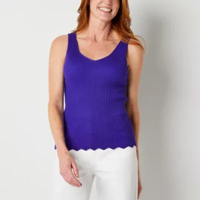 Liz Claiborne Womens V Neck Sleeveless Pullover Sweater