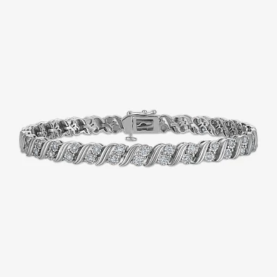 (I / I1-I2) 1 CT. T.W. Lab Grown White Diamond Sterling Silver 7.25 Inch Tennis Bracelet