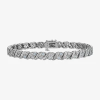 (I / I1-I2) 1 CT. T.W. Lab Grown White Diamond Sterling Silver 7.25 Inch Tennis Bracelet