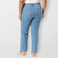 Gloria Vanderbilt Plus Womens High Rise Straight Leg Jean