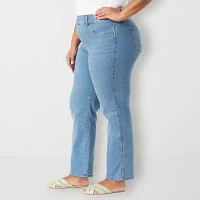 Gloria Vanderbilt Plus Womens High Rise Straight Leg Jean