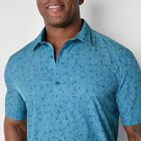 Stylus Big and Tall Mens Regular Fit Short Sleeve Geometric Button-Down Shirt