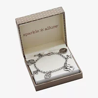 Sparkle Allure Natural Diamond Accent Silver Tone Angel Cross Heart Charm Bracelet