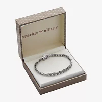 Sparkle Allure Natural Diamond Accent Silver Tone Heart 7.25 Inch Tennis Bracelet