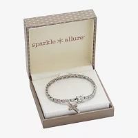Sparkle Allure Natural Diamond Accent Silver Tone Cross 7.25 Inch Tennis Bracelet
