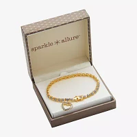 Sparkle Allure Natural Diamond Accent Gold Tone Heart 7.25 Inch Tennis Bracelet