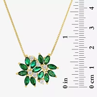 Womens Gemstone Sterling Silver Flower Pendant Necklace