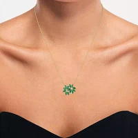 Womens Gemstone Sterling Silver Flower Pendant Necklace
