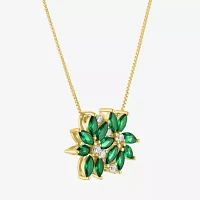 Womens Gemstone Sterling Silver Flower Pendant Necklace
