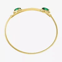 Simulated Green Emerald 14K Gold Over Silver Sterling Silver Pear Bangle Bracelet
