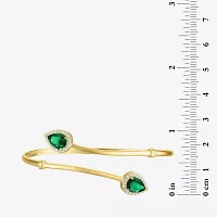 Simulated Green Emerald 14K Gold Over Silver Sterling Silver Pear Bangle Bracelet