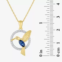 Womens Lab Created Blue Sapphire 14K Gold Over Silver Sterling Silver Circle Pendant Necklace