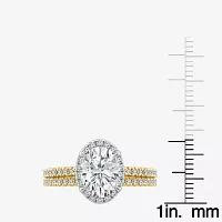 Signature By Modern Bride (F / VS2) Womens 2 CT. T.W. Lab Grown White Diamond 10K or 14K Gold Oval Side Stone Bridal Set