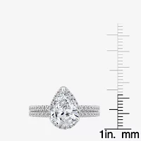 Signature By Modern Bride (F / VS2) Womens 2 CT. T.W. Lab Grown White Diamond 10K or 14K Gold Pear Side Stone Bridal Set