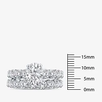 Signature By Modern Bride (G / Si1-Si2) Womens 4 CT. T.W. Lab Grown White Diamond 10K Gold Oval Side Stone Bridal Set