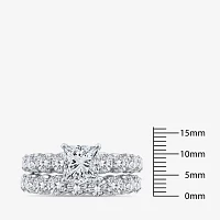 Signature By Modern Bride (G / Si1-Si2) Womens 4 CT. T.W. Lab Grown White Diamond 10K Gold Side Stone Bridal Set