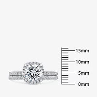 Signature By Modern Bride (G / Si1-Si2) Womens 2 CT. T.W. Lab Grown White Diamond 10K Gold Round Side Stone Halo Bridal Set