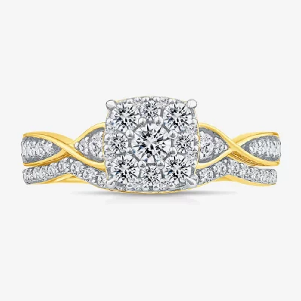 Womens 3/4 CT. T.W. Natural White Diamond 10K Gold Bridal Set