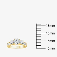 Love Lives Forever (G / Si1-Si2) Womens 2 CT. T.W. Lab Grown White Diamond 10K Gold Round Side Stone 3-Stone Engagement Ring