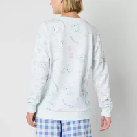 Juniors Cinnamaroll Embelished Heart Fleece Womens Crew Neck Long Sleeve Hello Kitty Sweatshirt