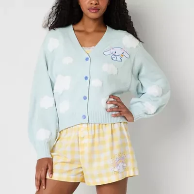 Juniors Cinnamaroll Clouds Womens V Neck Long Sleeve Button Hello Kitty Cardigan