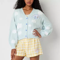 Juniors Cinnamaroll Clouds Womens V Neck Long Sleeve Button Hello Kitty Cardigan