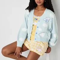 Juniors Cinnamaroll Clouds Womens V Neck Long Sleeve Button Hello Kitty Cardigan