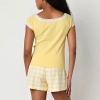 Juniors Cinamaroll Ribbed Womens Boat Neck Short Sleeve Blouse