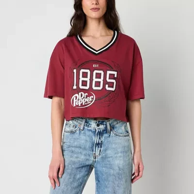 Dr. Pepper Cropped Football Jersey Womens V Neck Juniors