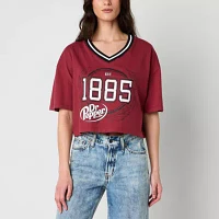 Dr. Pepper Cropped Football Jersey Womens V Neck Juniors