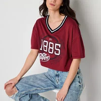 Dr. Pepper Cropped Football Jersey Womens V Neck Juniors