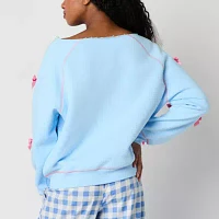 Juniors Cinnamaroll Bow Embelished Off The Shoulder Womens Round Neck Long Sleeve Sweatshirt