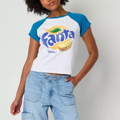 Juniors Fanta Pineapple Raglan Tee Womens Crew Neck Short Sleeve Graphic T-Shirt