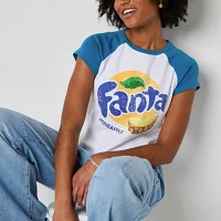 Juniors Fanta Pineapple Raglan Tee Womens Crew Neck Short Sleeve Graphic T-Shirt
