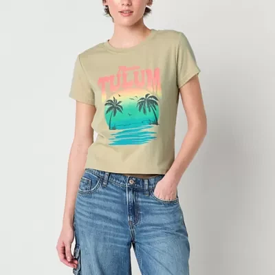 Juniors Tulum Mexico Semi Fit Tee Womens Crew Neck Short Sleeve Graphic T-Shirt
