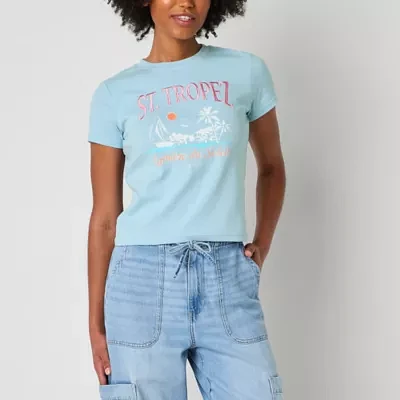 Juniors St. Tropez Semi Fit Tee Womens Crew Neck Short Sleeve Graphic T-Shirt