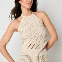 Arizona Womens Juniors Halter Neck Sleeveless Tank Top