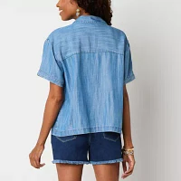 a.n.a Womens Short Sleeve Regular Fit Button-Down Shirt