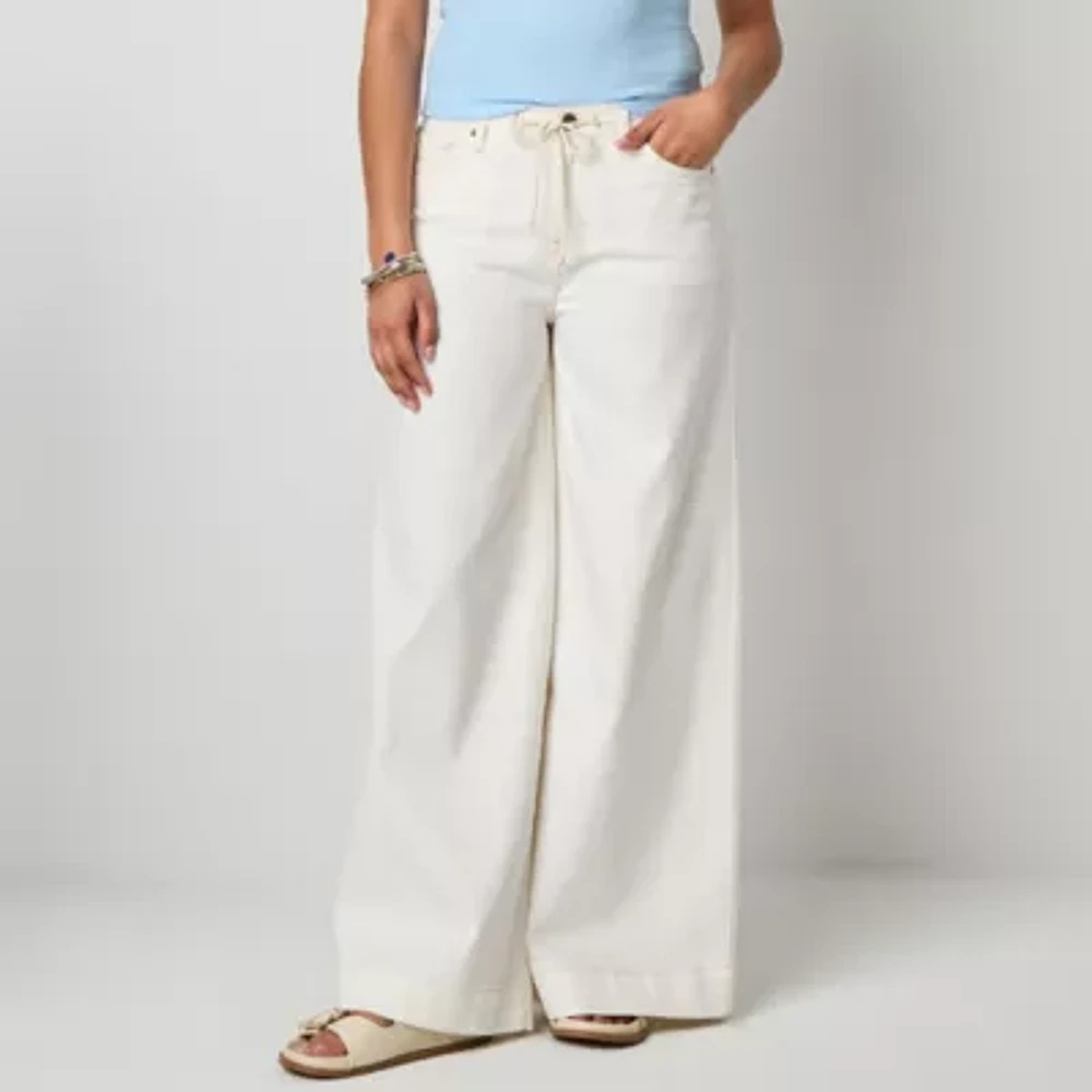 a.n.a Soft Drape Womens Low Rise Wide Leg Jean